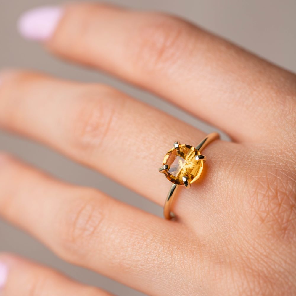 Citrine Ring in 14K Gold 8mm