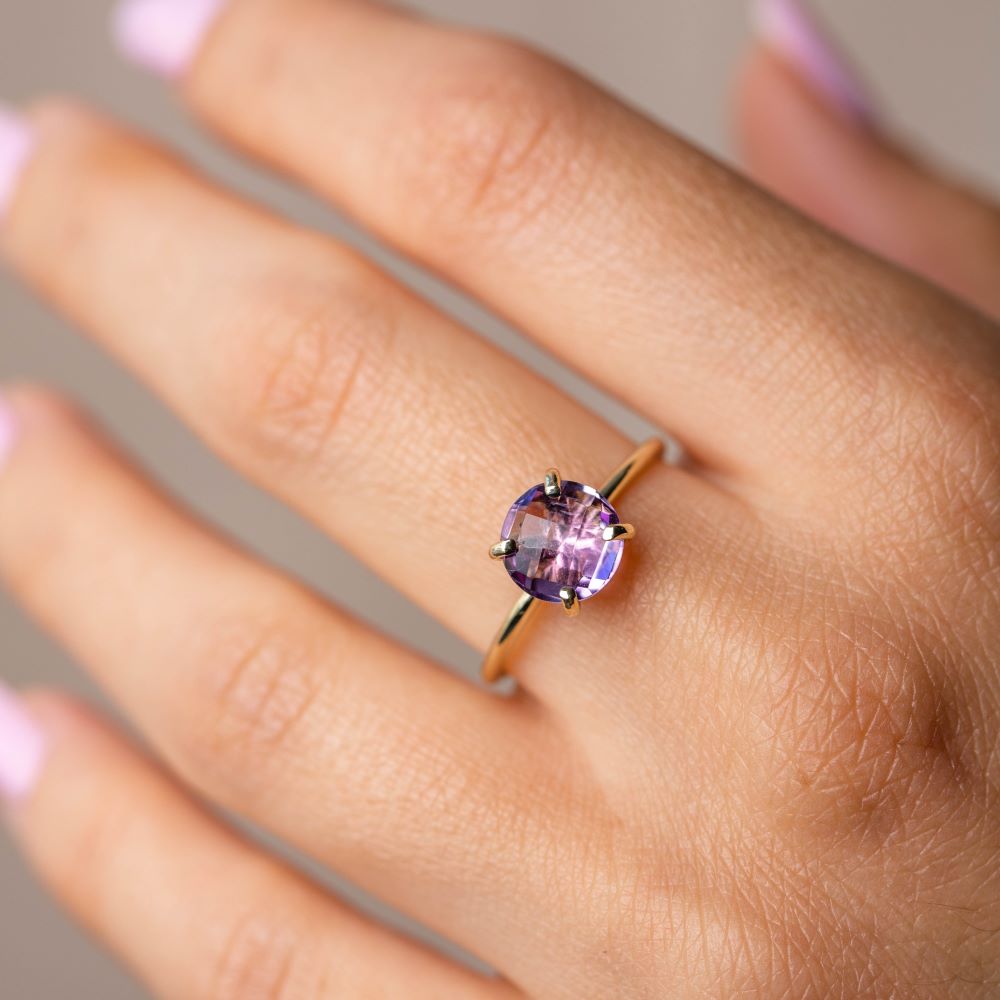 Amethyst Ring in 14K Gold 8mm