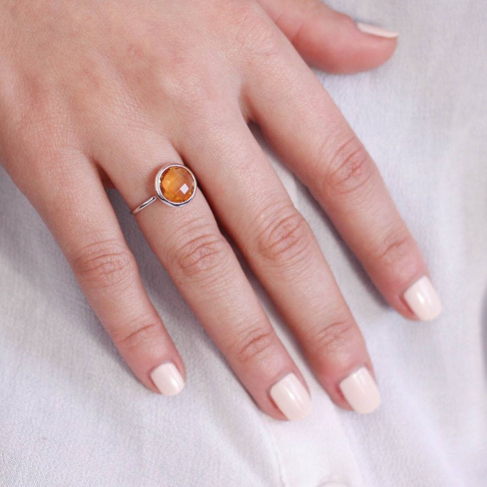 Citrine Ring 10mm in 14K Gold