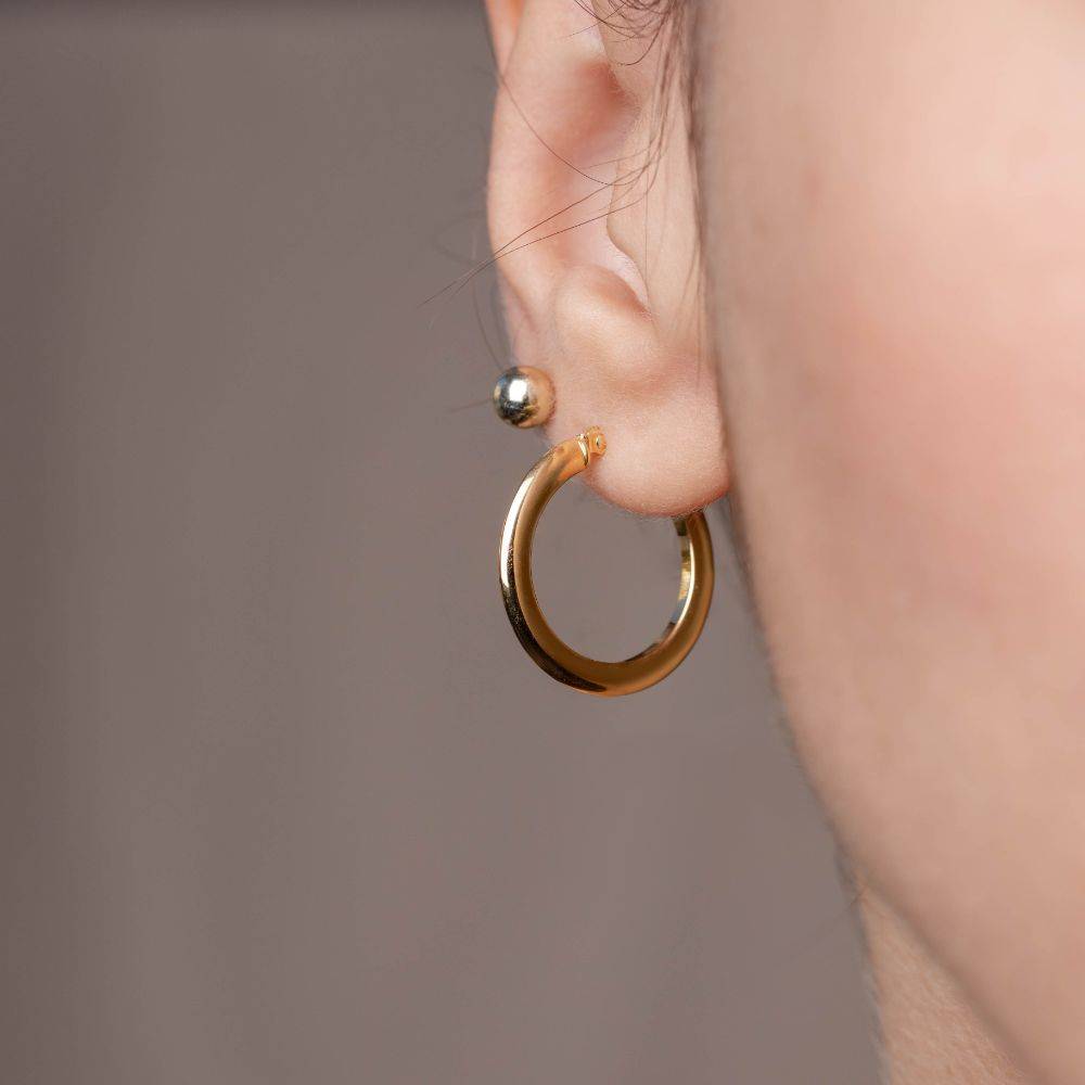 14K Gold Medium Thin Hoops