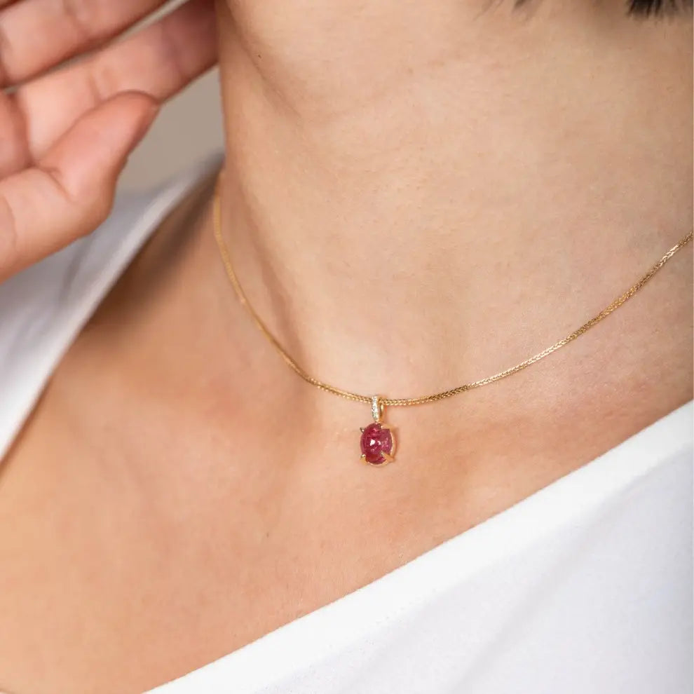 Pink Tourmaline Diamonds Necklace