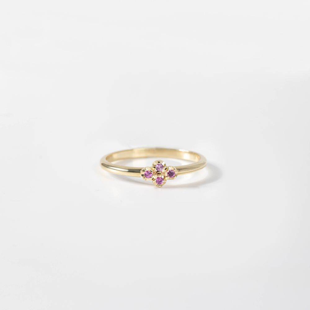 14K Gold Cross Ring Pink Sapphires KYKLOS
