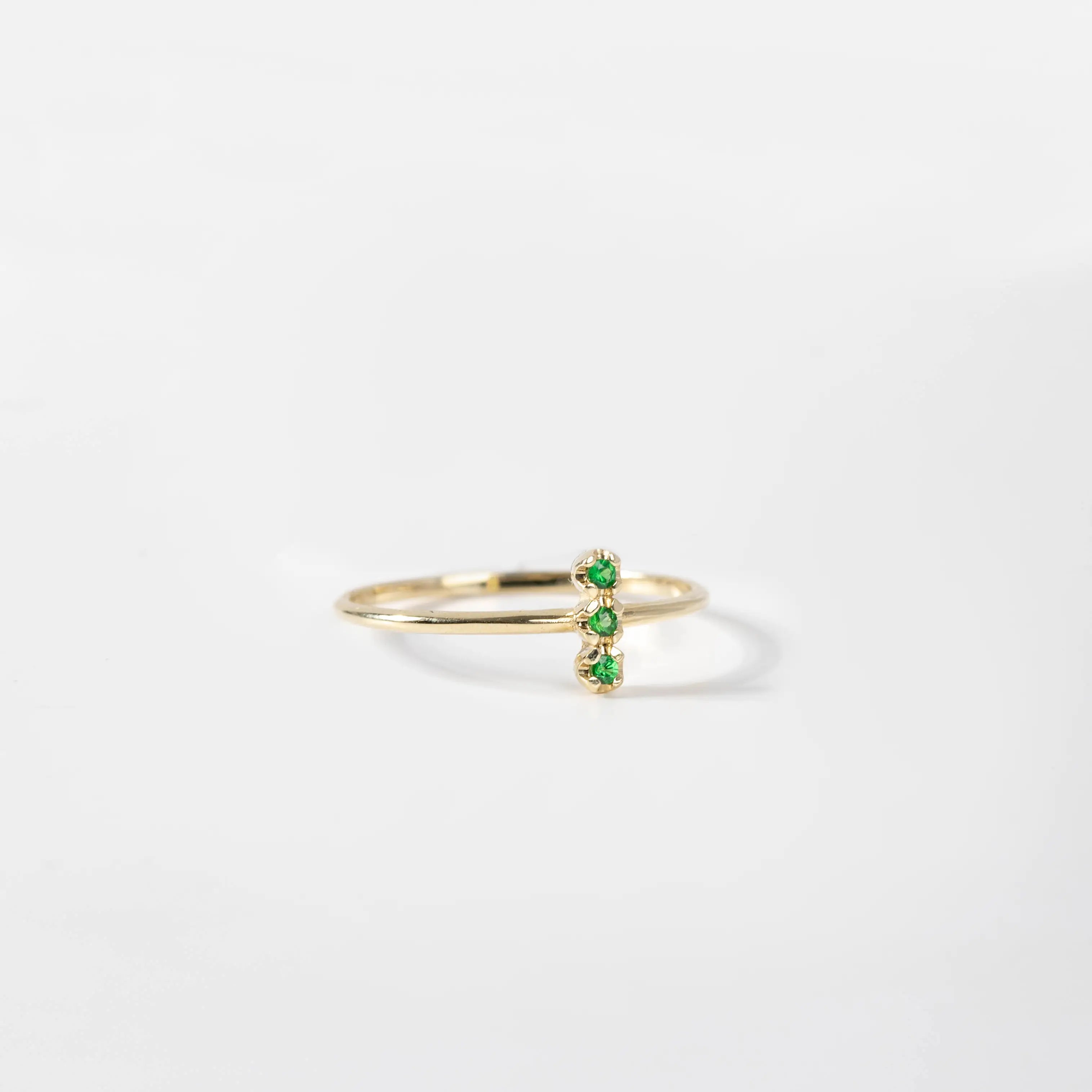 14K Gold Bar Ring Tsavorite by Kyklos Jewelry