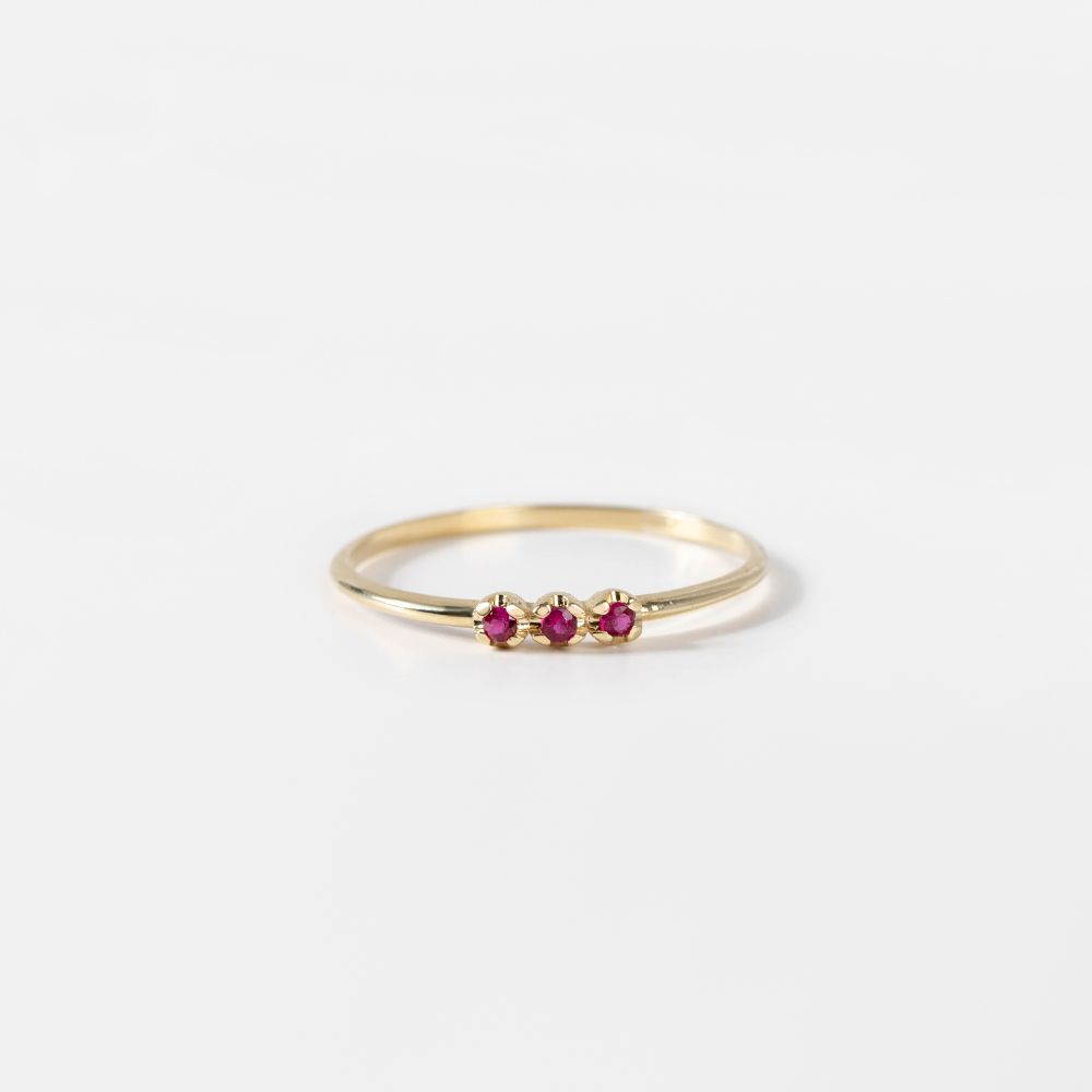 14K Gold 3 Ruby Ring