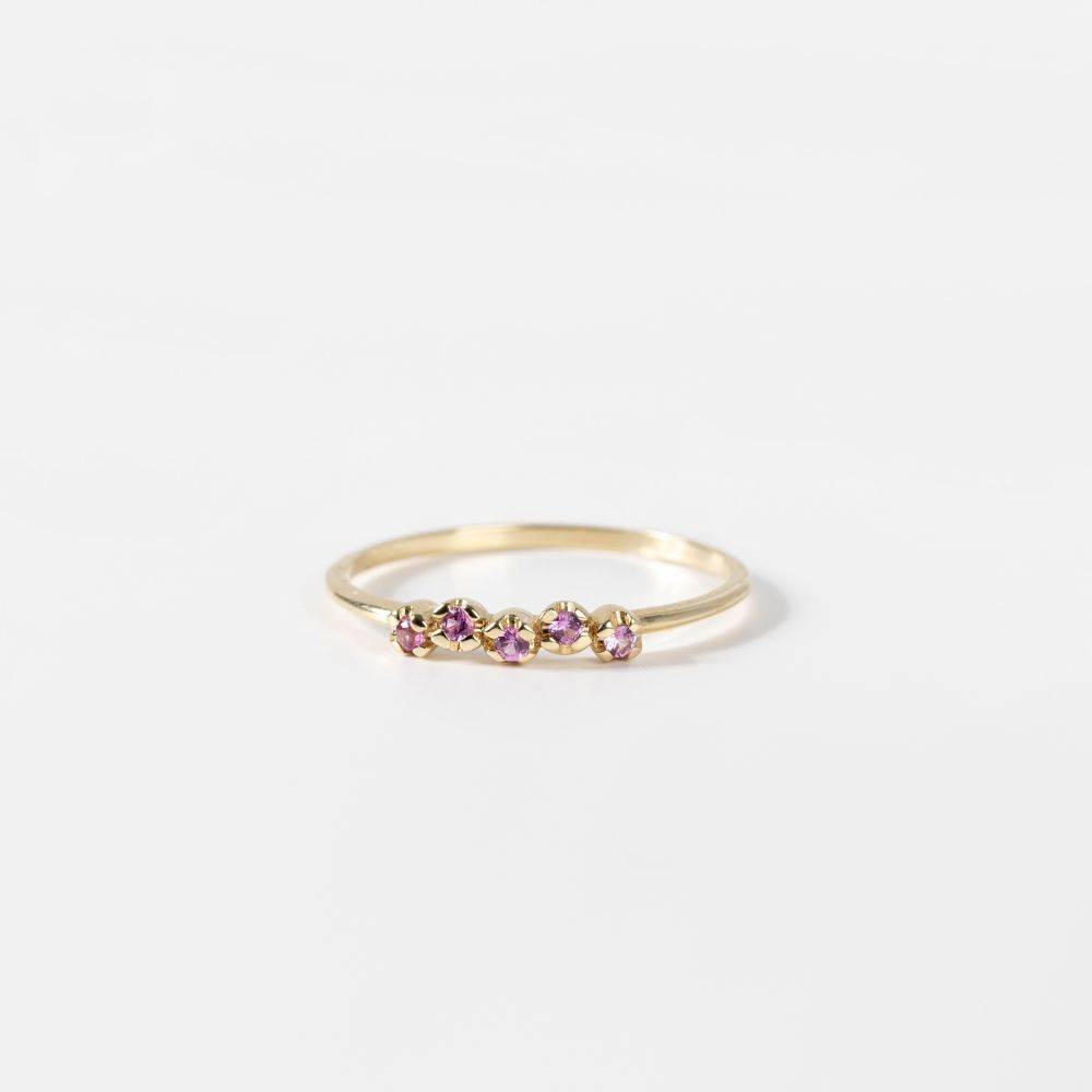 14K Gold Ring 5 Pink Sapphires