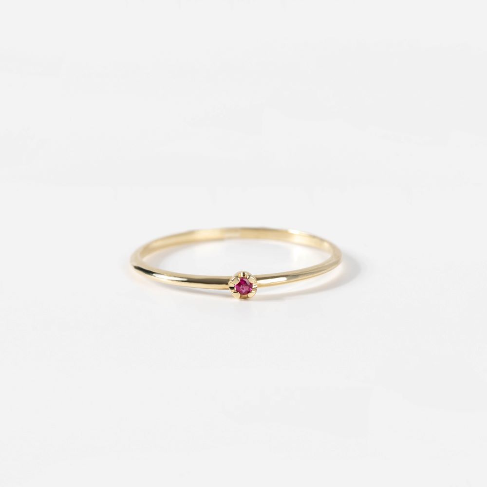 Solitaire Ruby Ring 14K Solid Gold