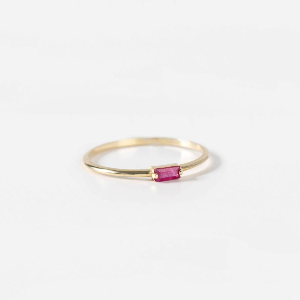 Ruby Baguette Ring 14K Solid Gold