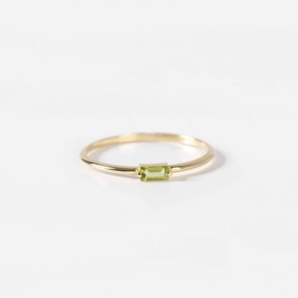 Peridot Baguette Ring 14K Yellow Gold