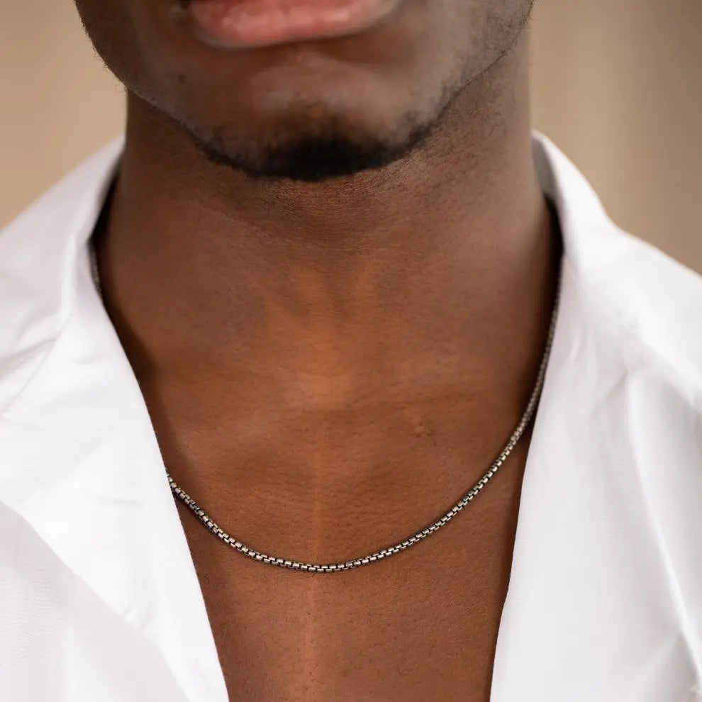 Black Oxidized Box Chain Necklace