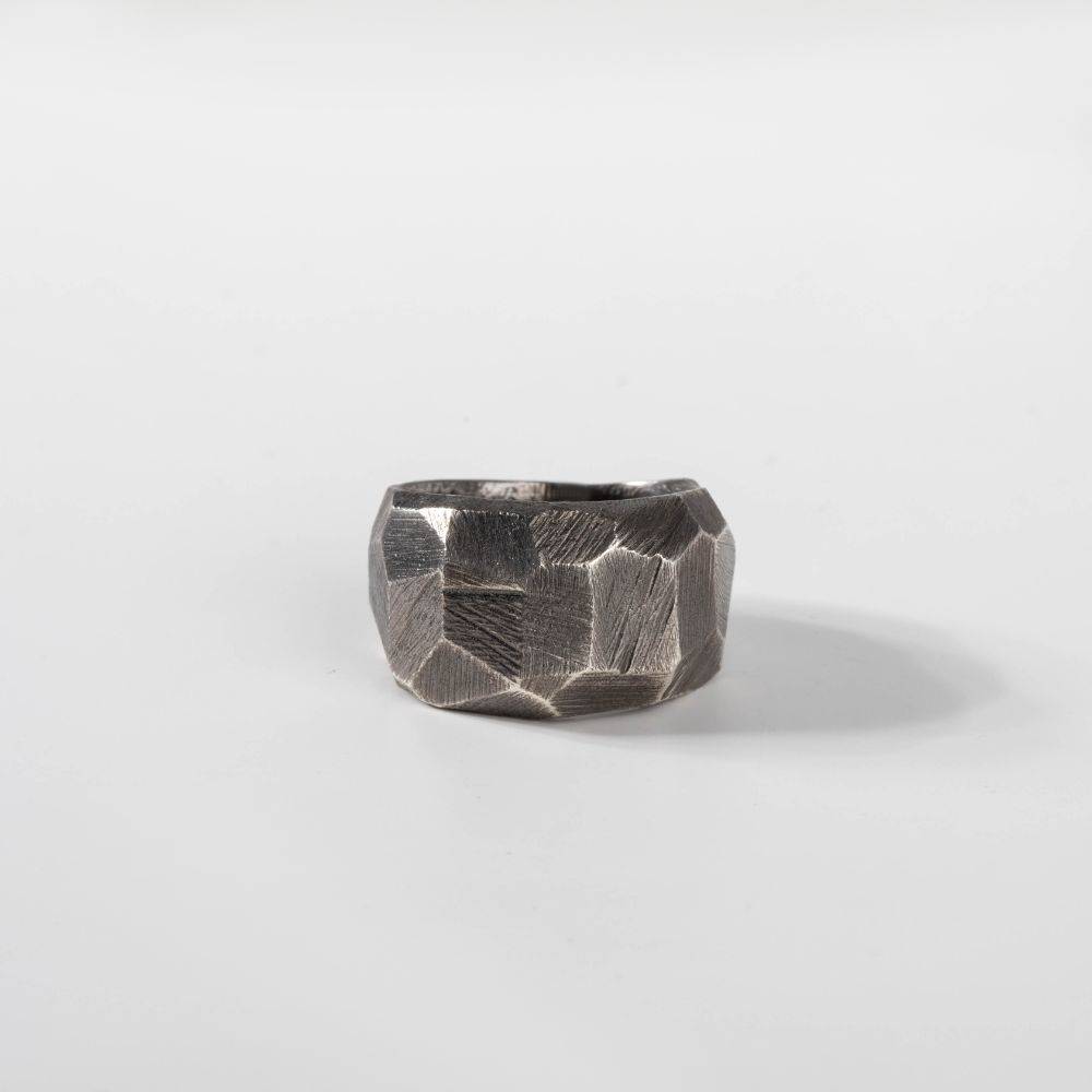 Wide Dome Ring Oxidized Silver for Men