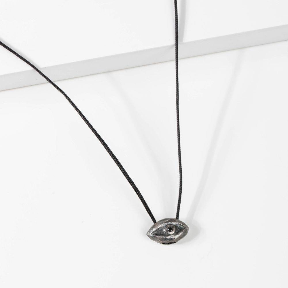 Evil Eye Necklace Oxidized Silver 925