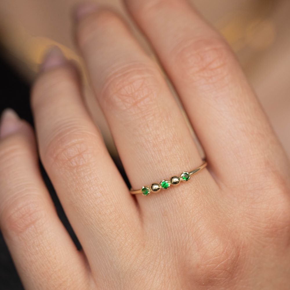 Green Tsavorite Ring 14K Gold