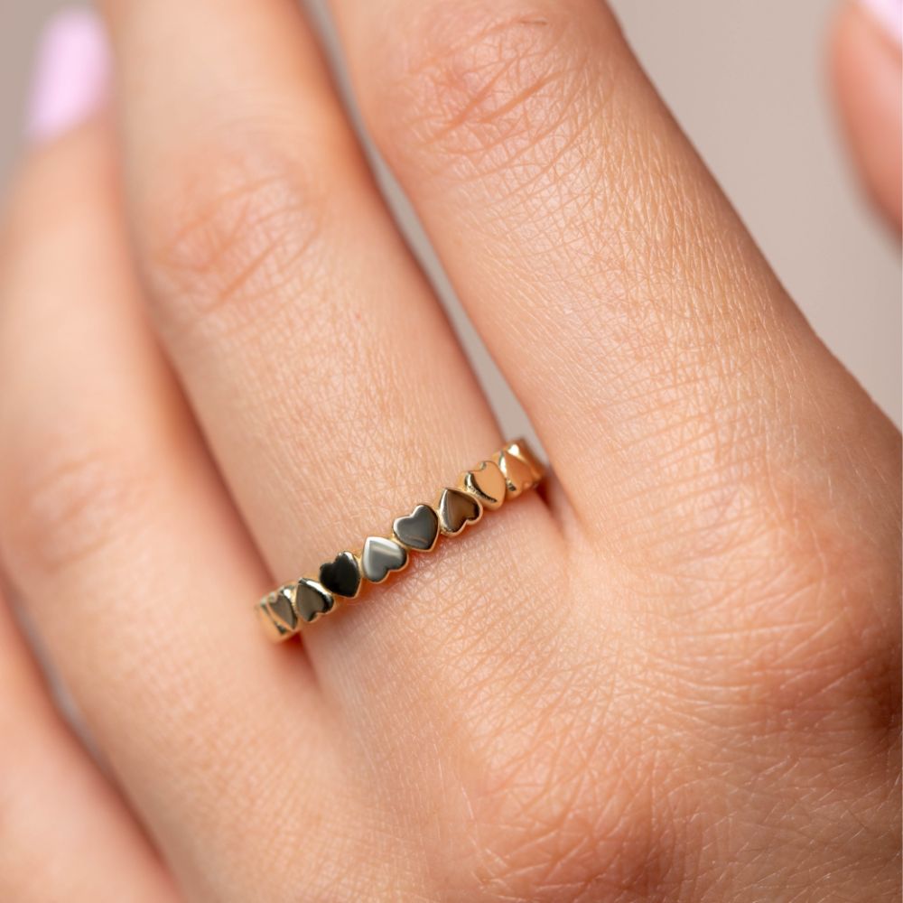 Heart Eternity Ring 14K Gold