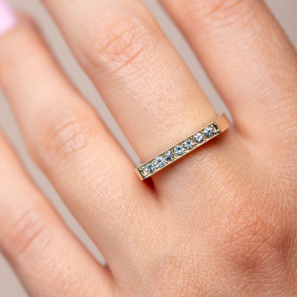Aquamarine Ring 14K Gold Flat Top