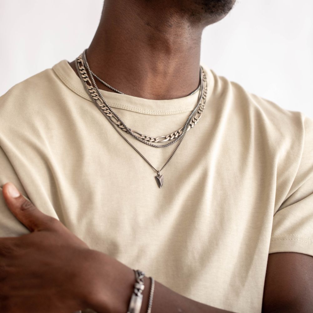 Round Box Chain Necklace for Men Sterling Silver