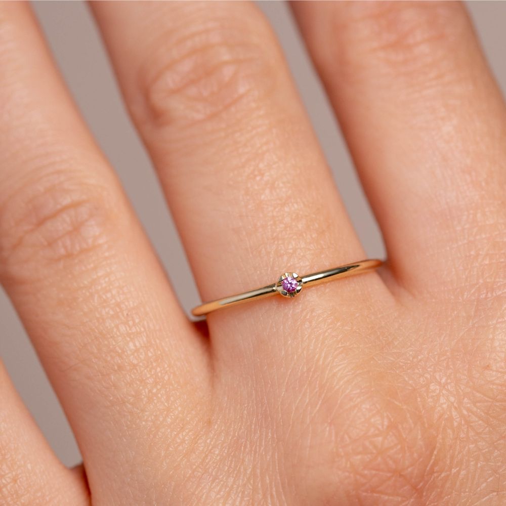 Pink Sapphire Ring 14K Gold Kyklos Jewelry