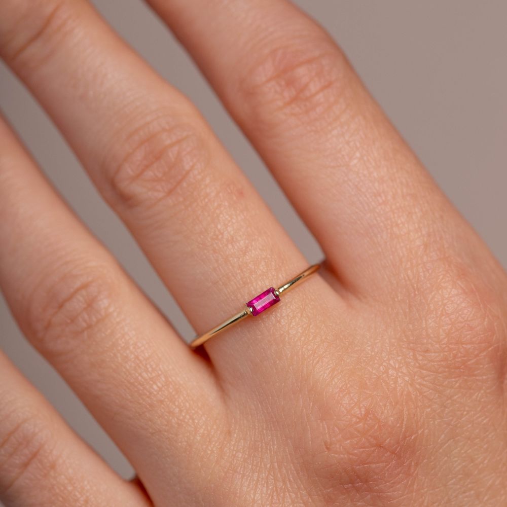 Ruby Baguette Ring 14K Gold