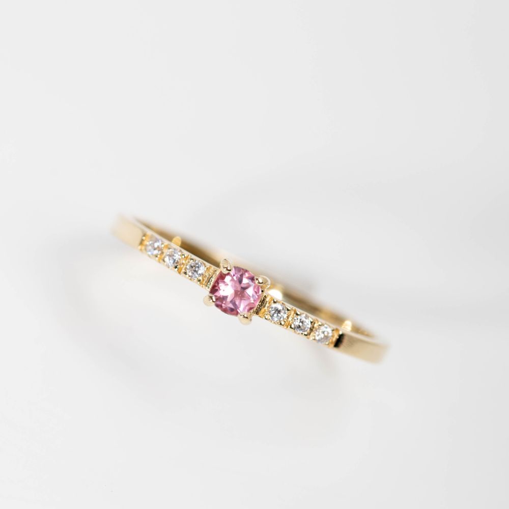 Pink Tourmaline Engagement Ring 14K Gold