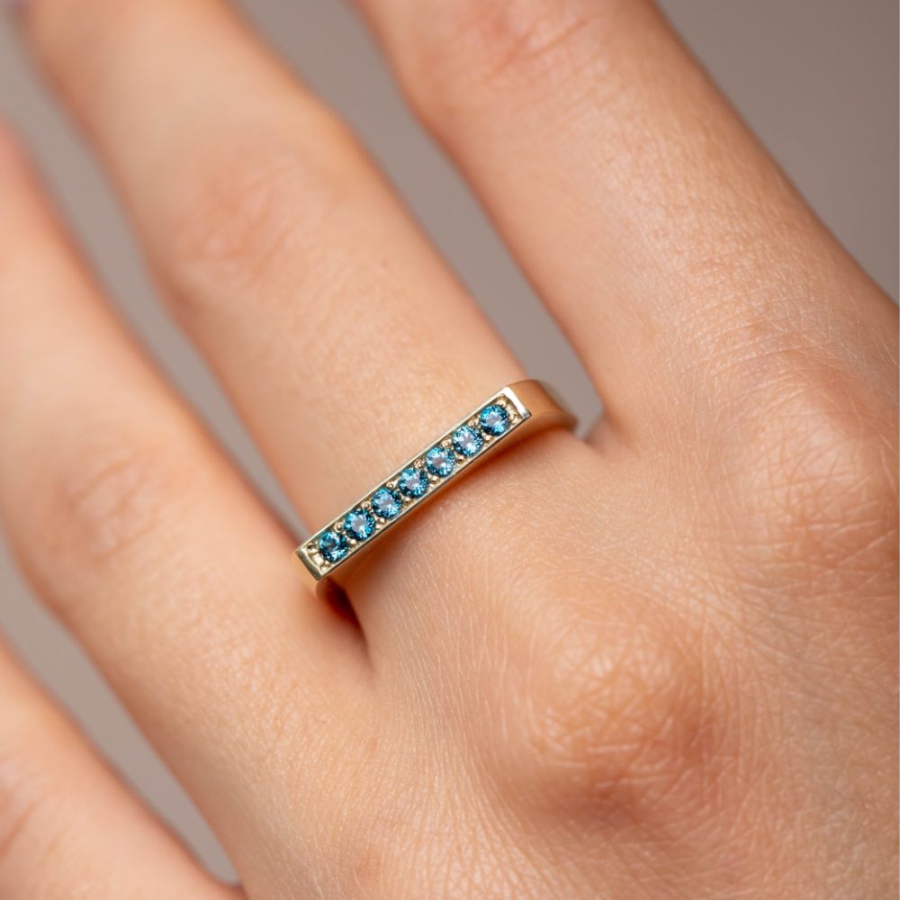 London Blue Topaz Ring 14K Gold Flat Top