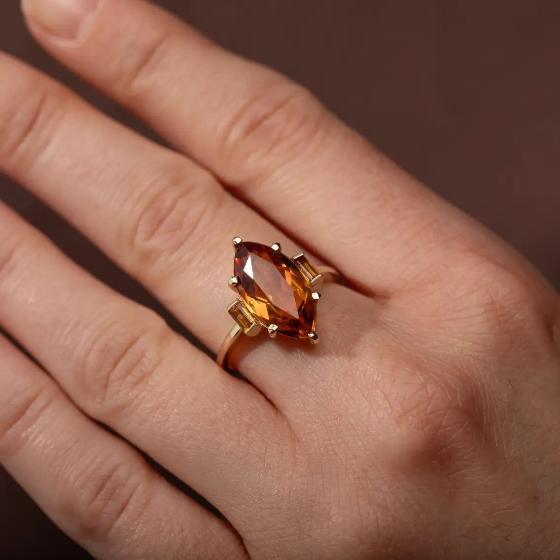 Citrine Engagement Ring 14K Gold