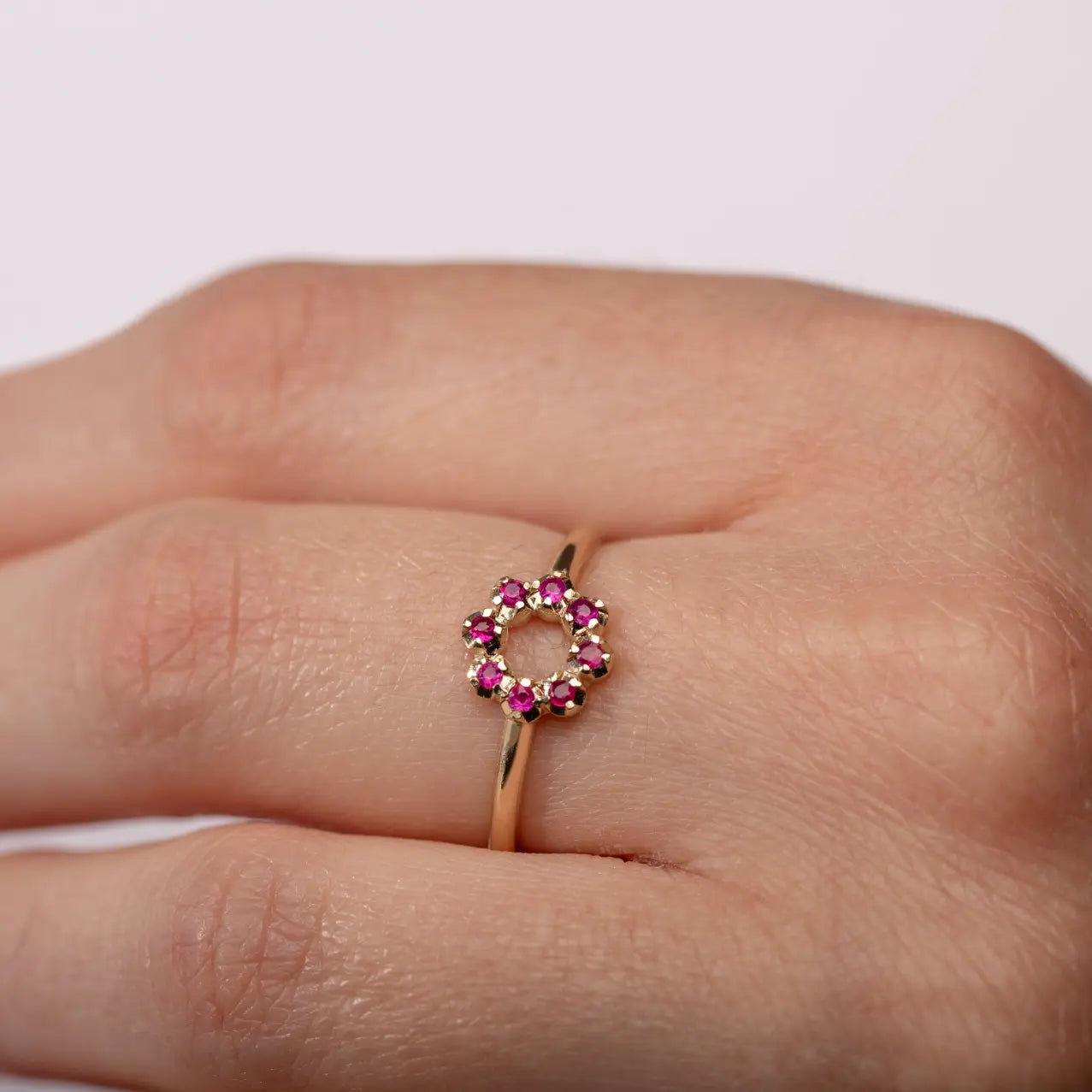 14K Gold Flower Ruby Ring