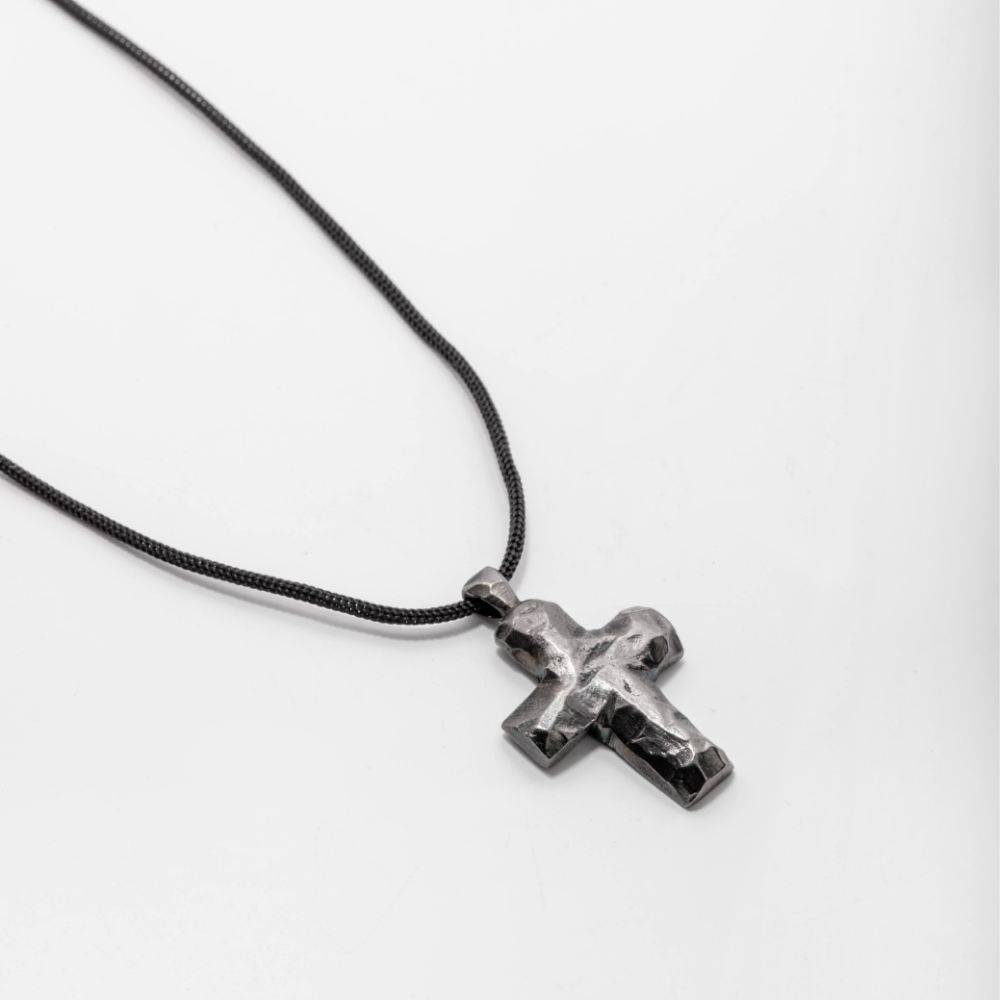 Cross Necklace Oxidized Sterling Silver