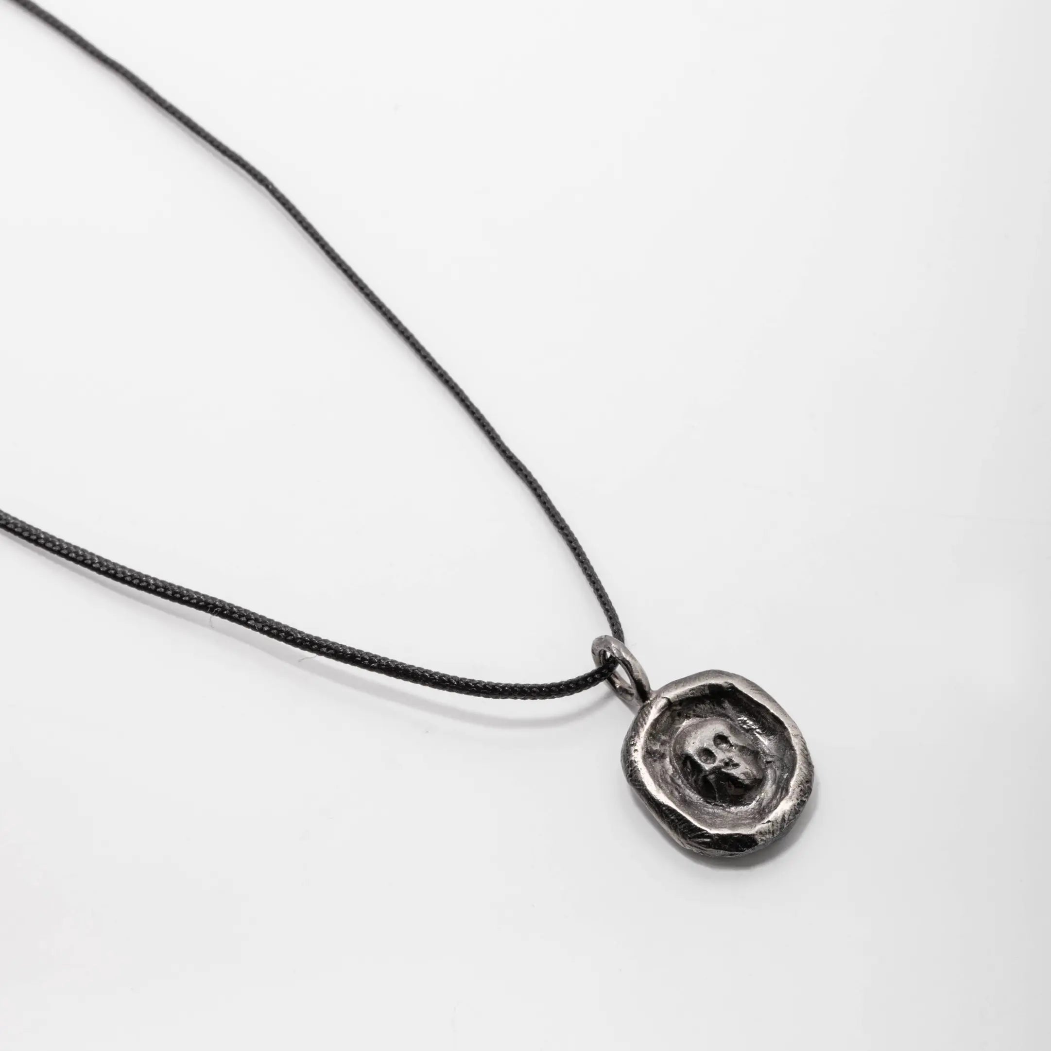 Memento Mori Necklace Oxidized Silver 925 with skull pendant for men, black sterling silver, adjustable length, birthday gift idea