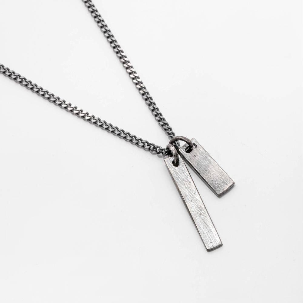 Double Tag Necklace Oxidized Silver Personalized