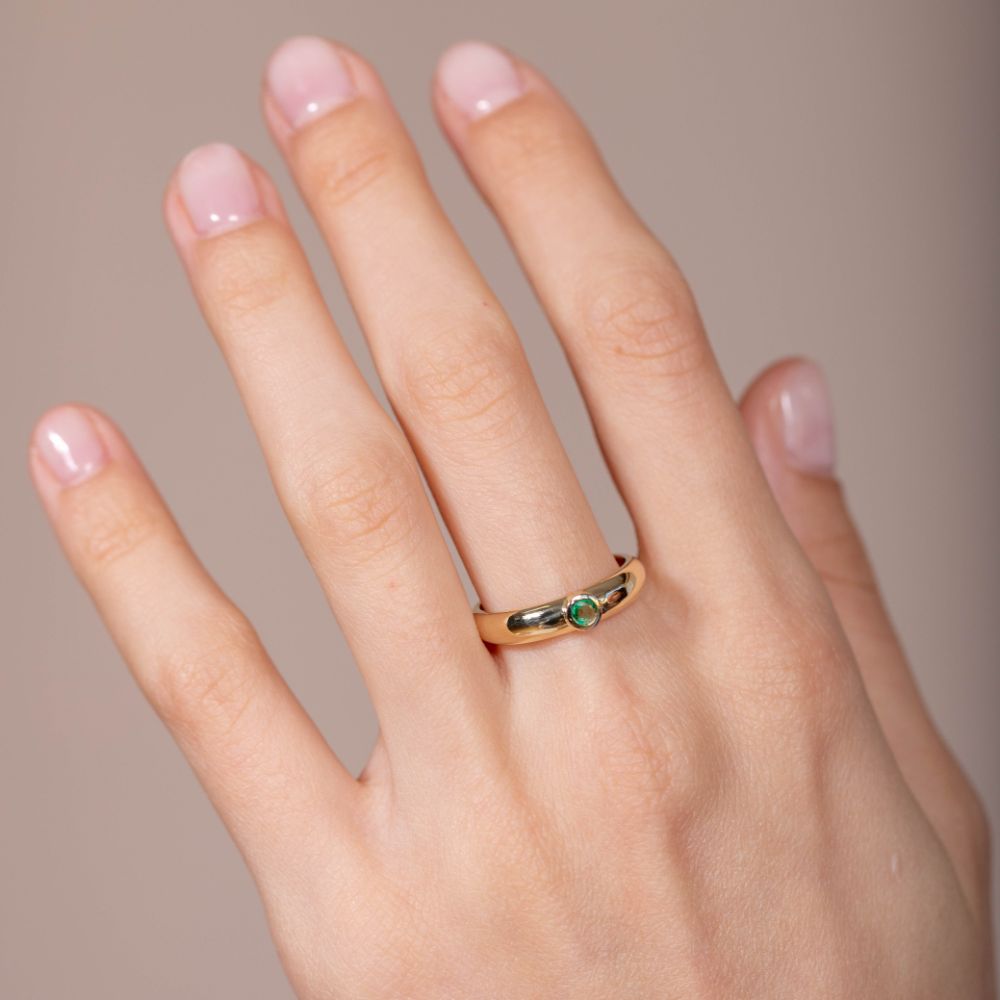 Statement Engagement Ring Emerald 14K Gold