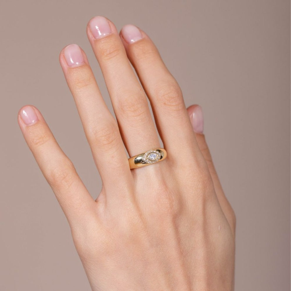 Statement Engagement Ring Diamonds 14K Gold
