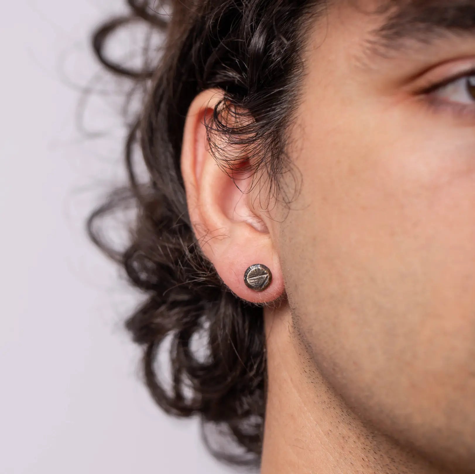 Oxidized Silver Circle Stud Earrings