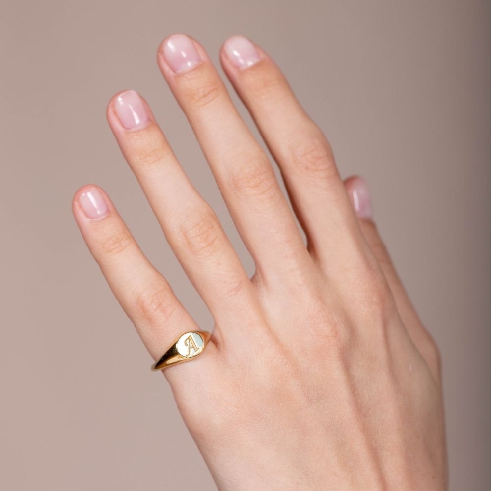Initial Signet Ring Silver 925 for Women