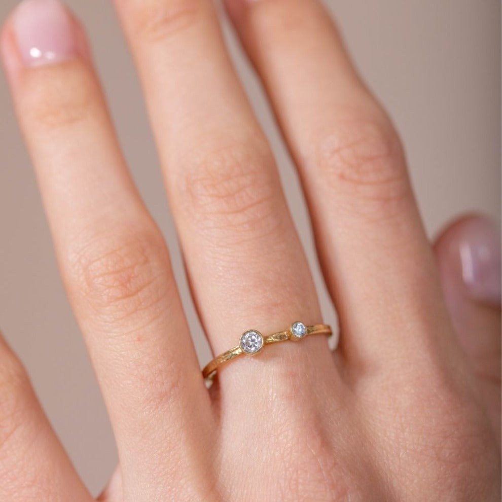Double Birthstone Ring Sterling Silver