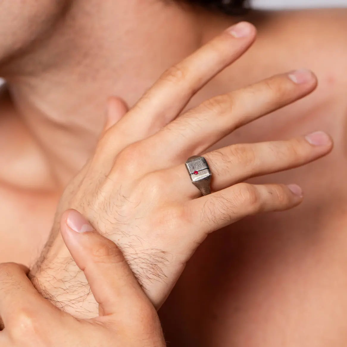 Ruby Square Ring Silver 925