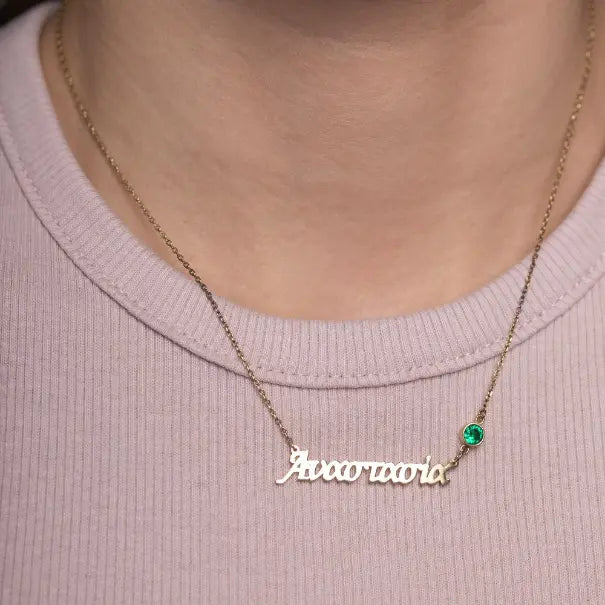 Greek Name Birthstone Necklace