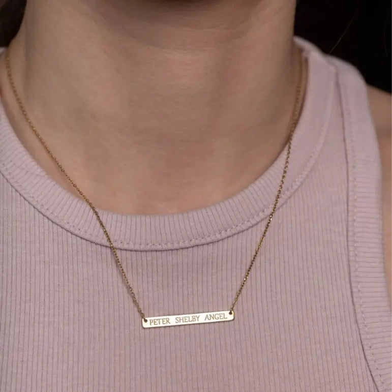 Custom Silver Necklace Thin Bar