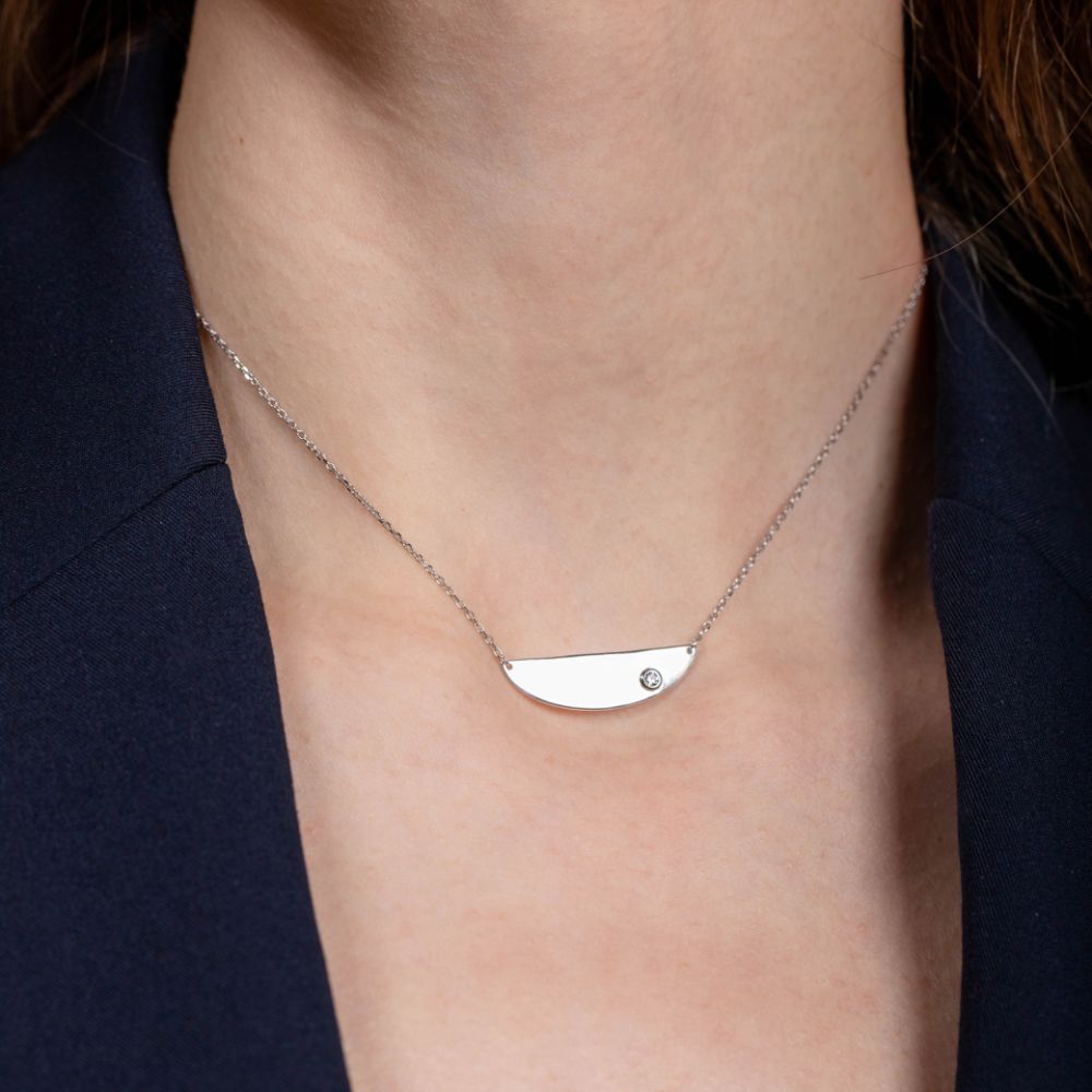 Semicircle CZ Necklace Silver 925