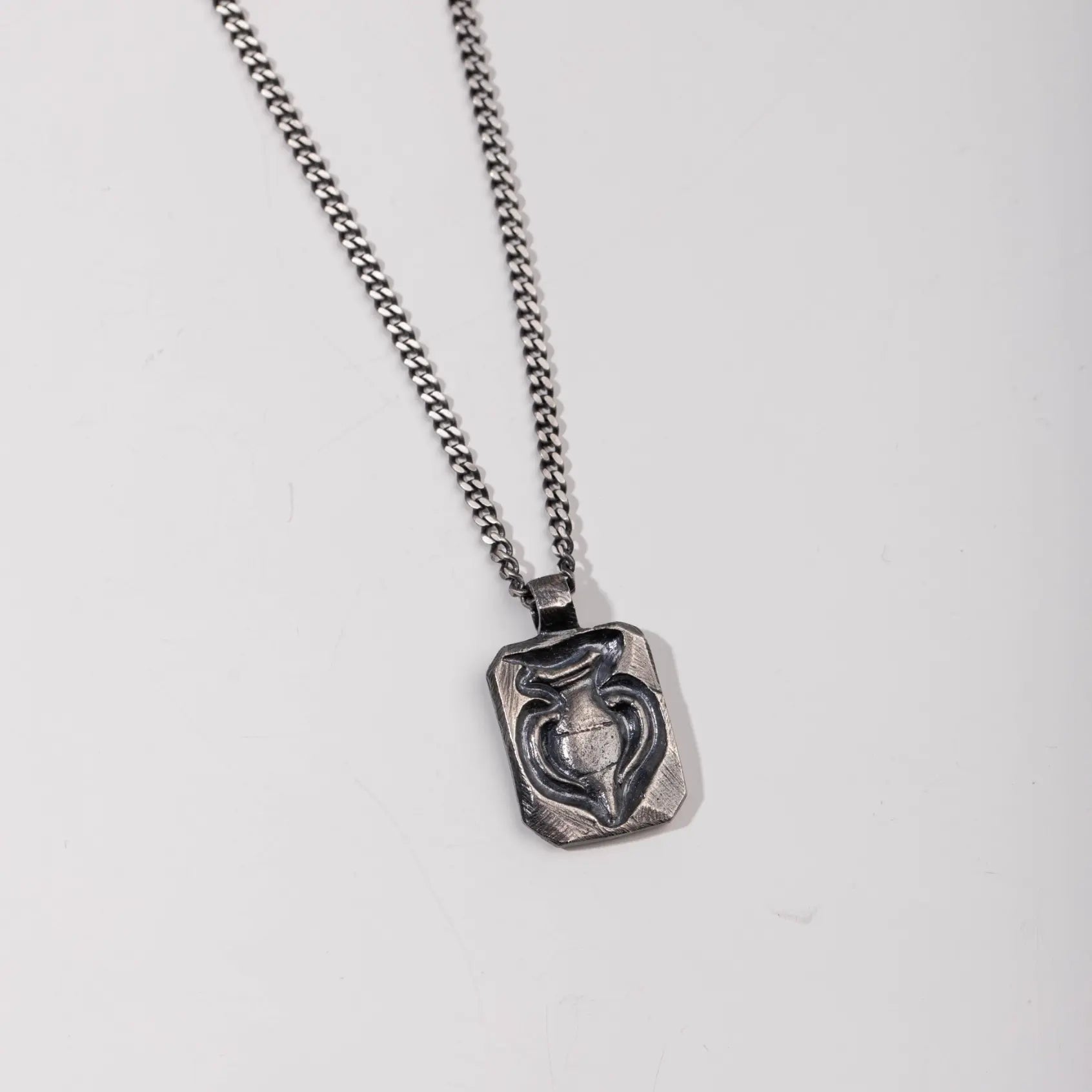 Ancient Greek Amphora Necklace Oxidized Silver 925 with intricate detailing and aged finish on sterling silver chain.