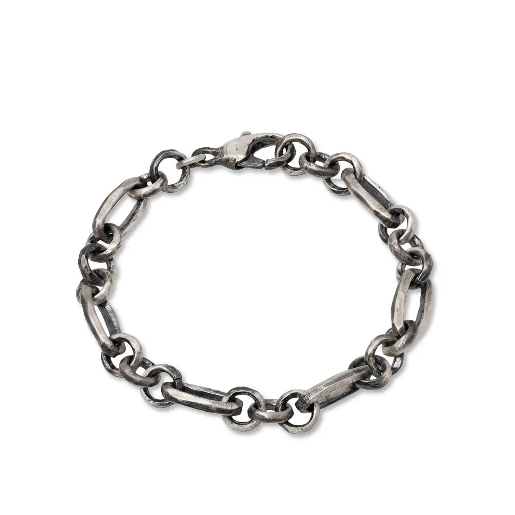 Handmade Chain Bracelet Silver 925 with oxidized finish and unique clasp, perfect sterling silver gift for him.