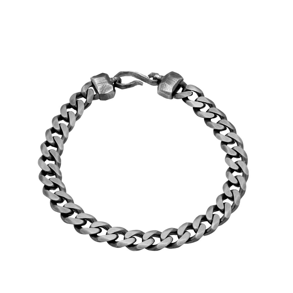 Curb Chain Bracelet Oxidized Sterling Silver