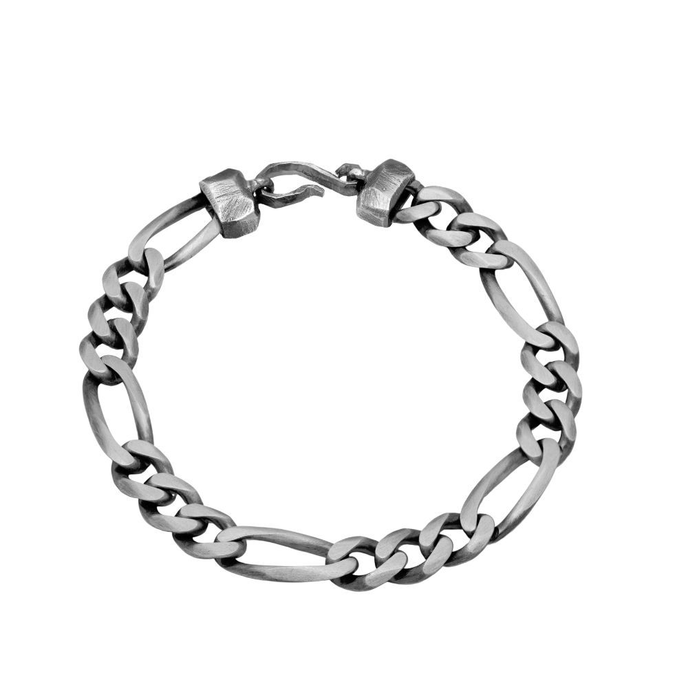 Figaro Chain Bracelet Oxidized Silver 8mm