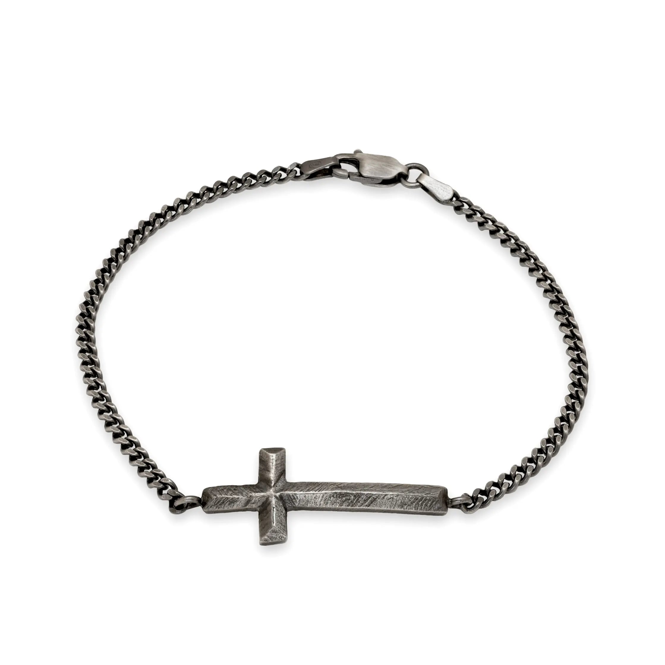 Cross Men's Bracelet Oxidized Silver