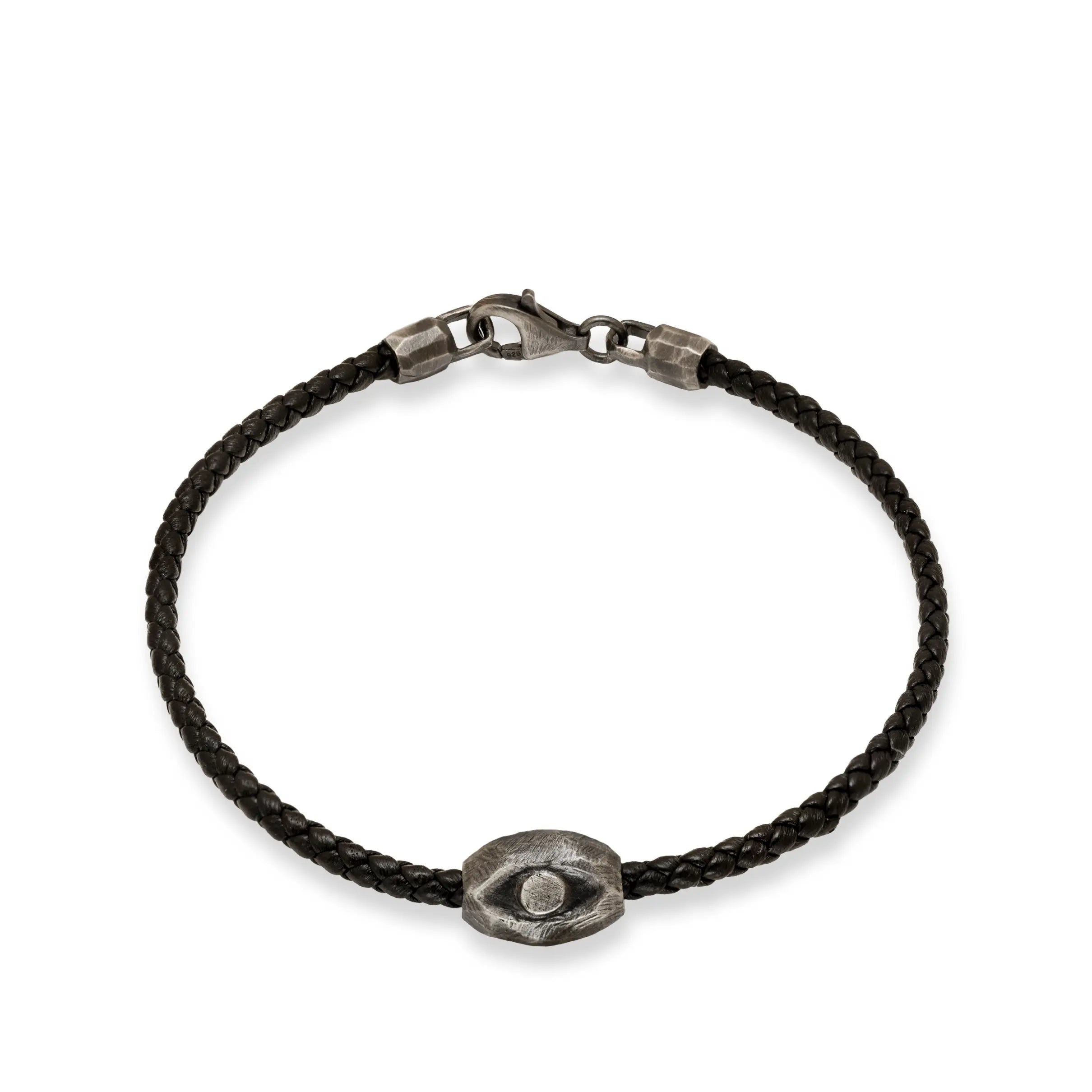 Evil Eye Bracelet Black Leather