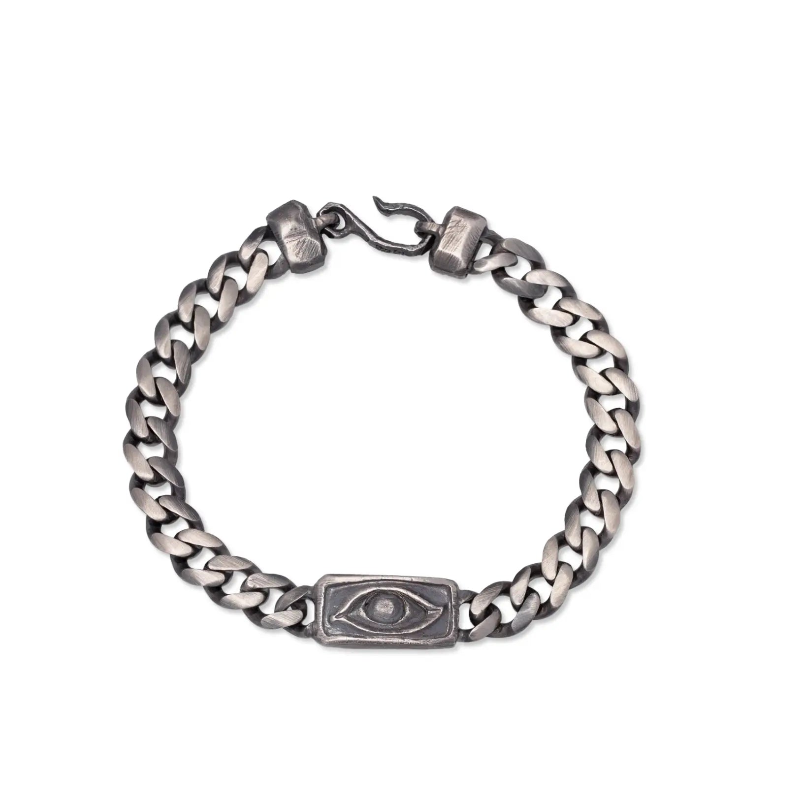 Bracelet with Evil Eye, handcrafted oxidized silver 925 featuring a bold evil eye centerpiece.