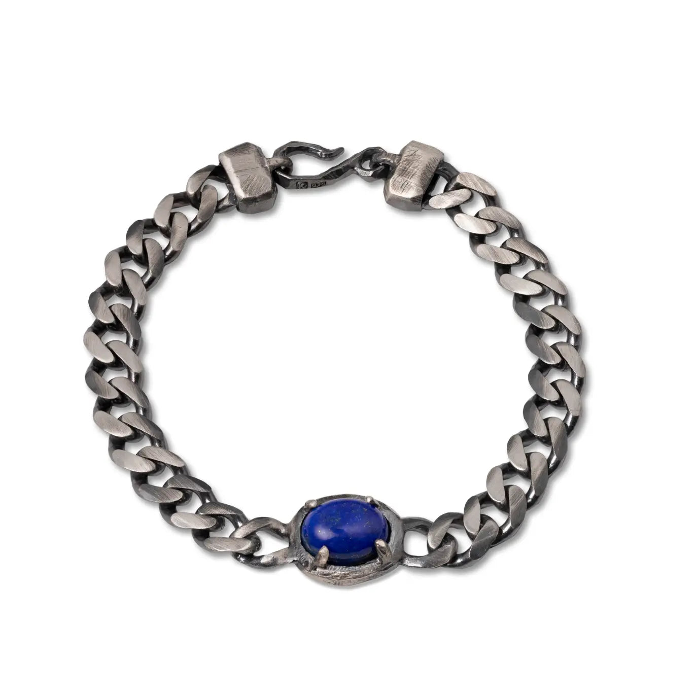 Βραχιόλι Αλυσίδα Lapis Lazuli Οξειδωμένο Ασήμι 925