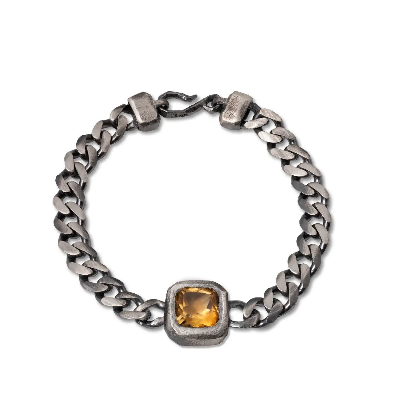 Ανδρικό Βραχιόλι Σιτρίν από Οξειδωμένο Ασήμι 925