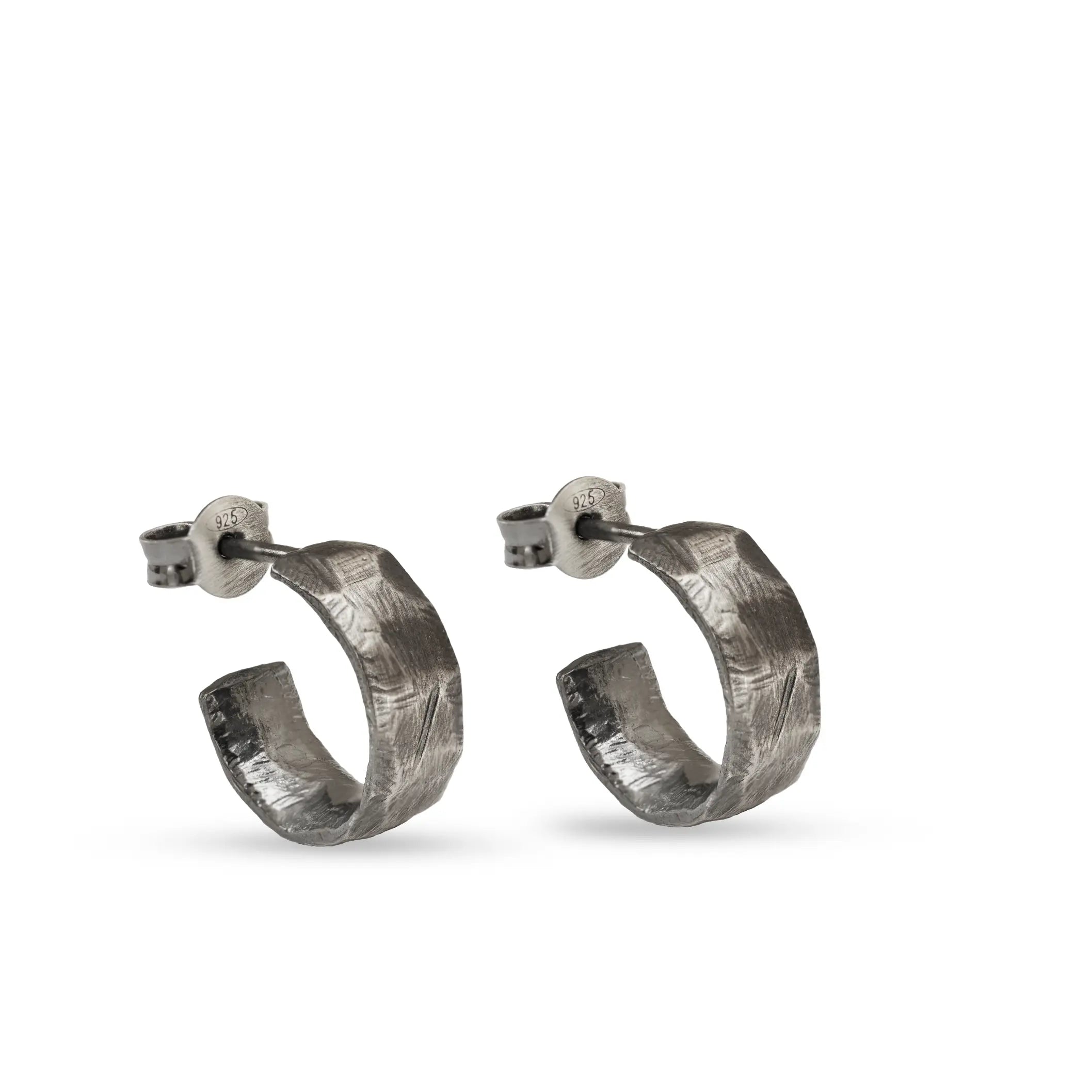 Oxidized Silver Hoop Earrings