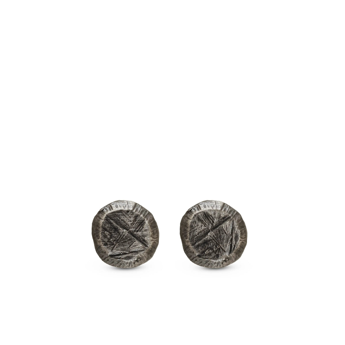 Circle Stud Earrings Oxidized Silver