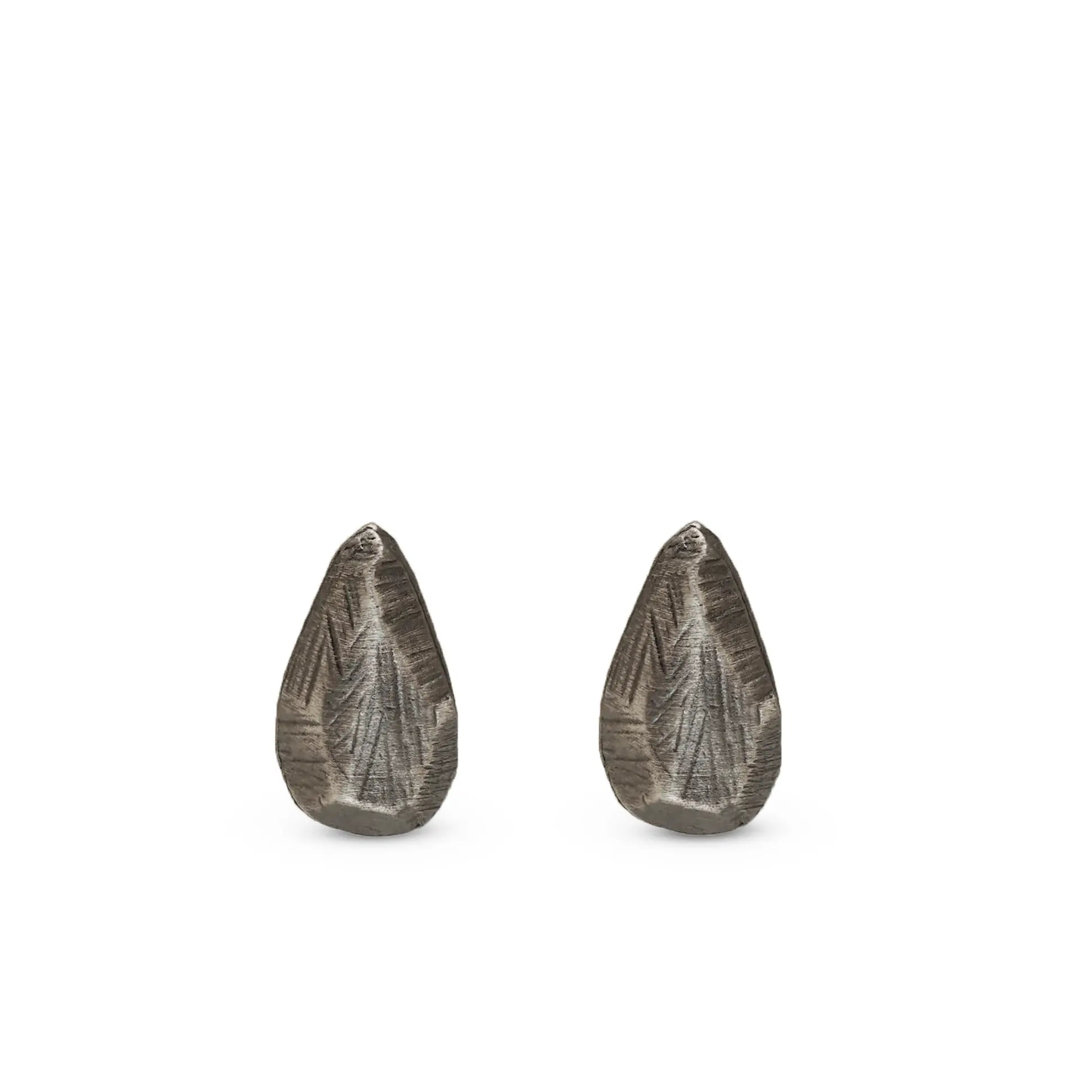 Oxidized Silver Teardrop Stud Earrings