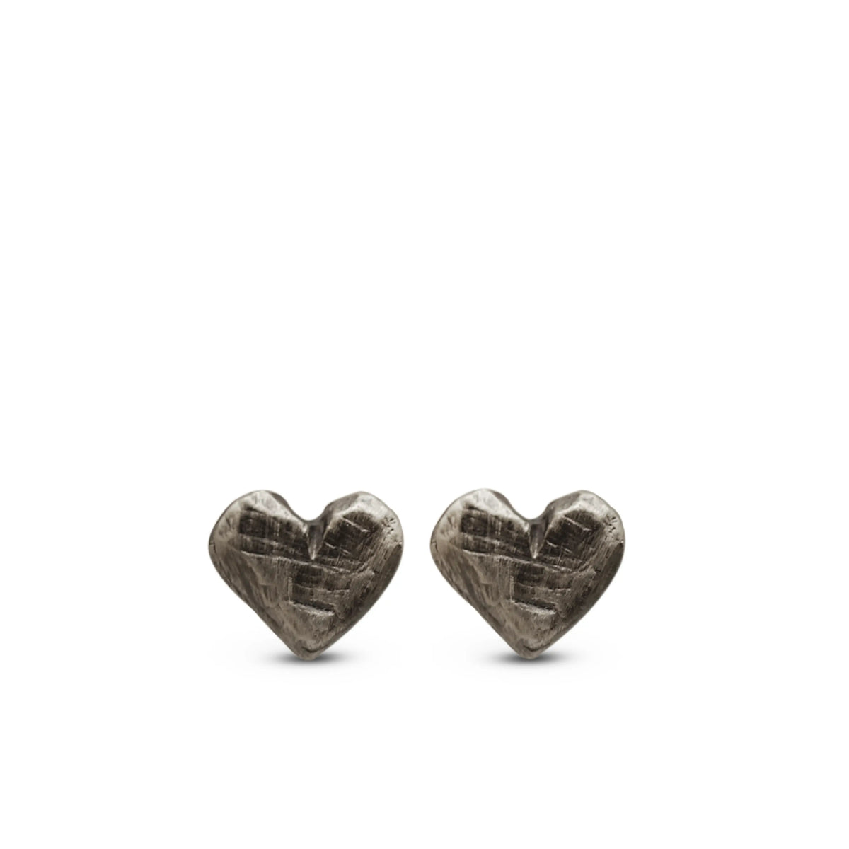 Oxidized Silver Heart Stud Earrings